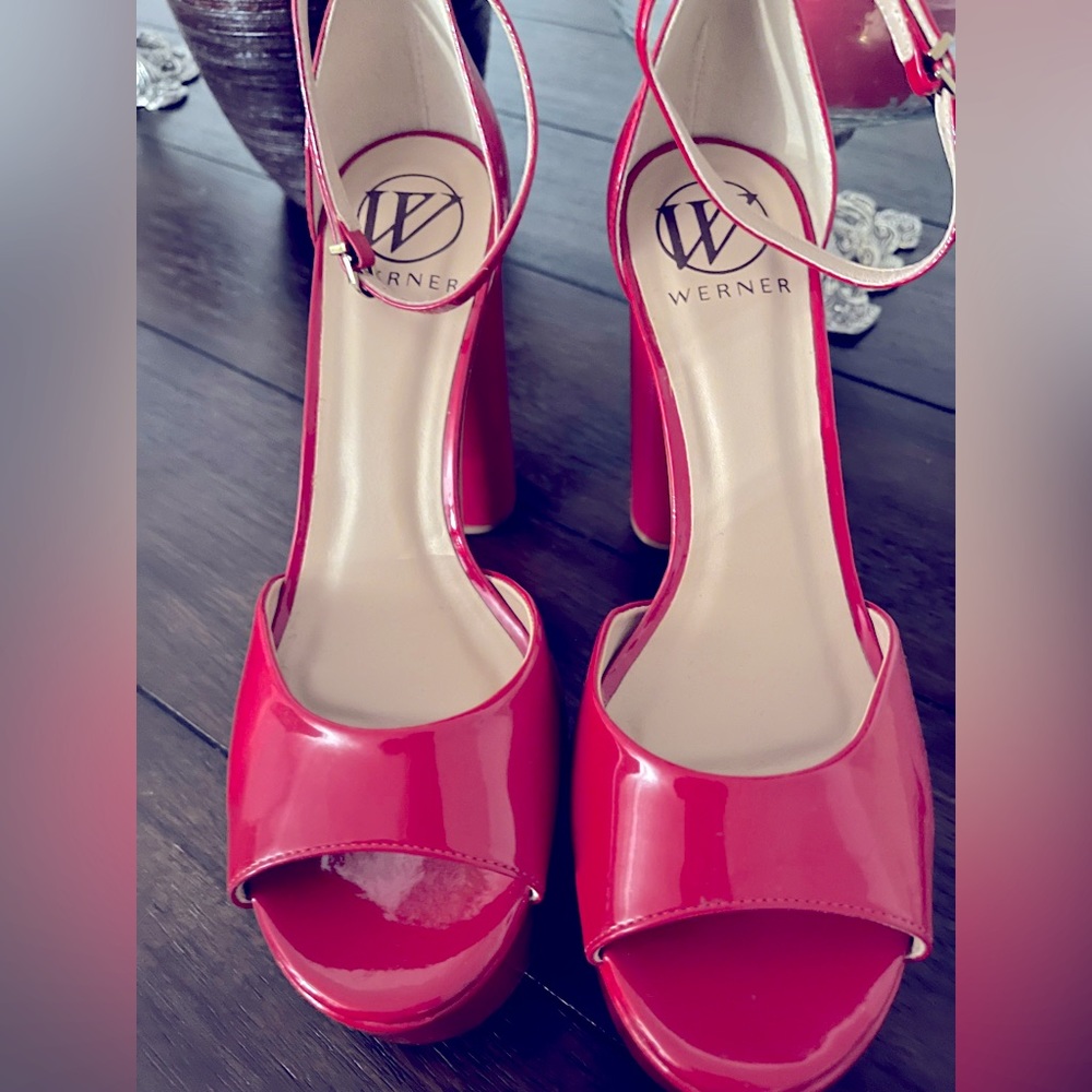 Werner Red Platform Heels - Picture 7 of 12